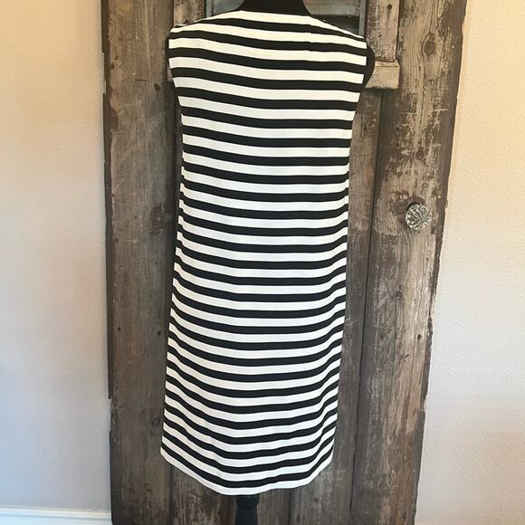 S’ MAX MARA - Black and White Striped Sleeveless Sheath Dress Size Small - Picture 3 of 6